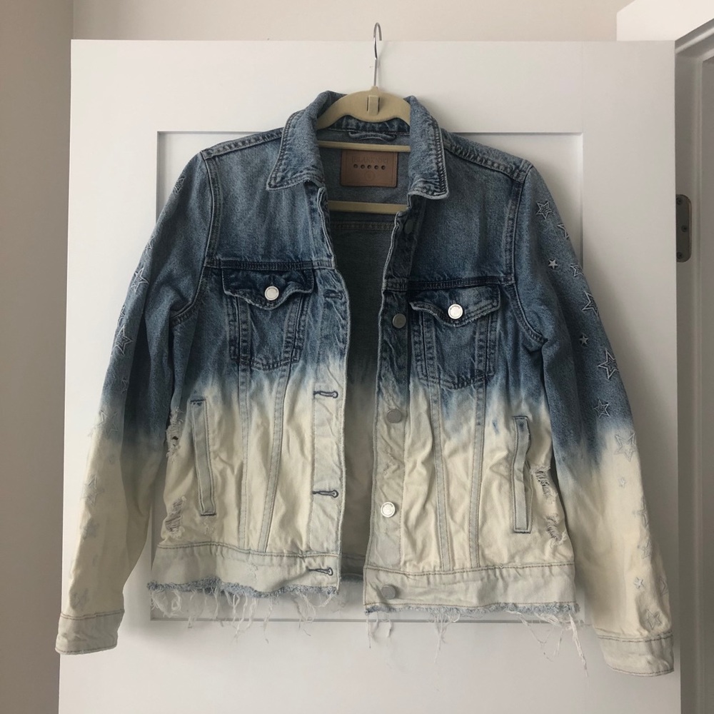 Blank NYC ombré denim jacket embroidered stars